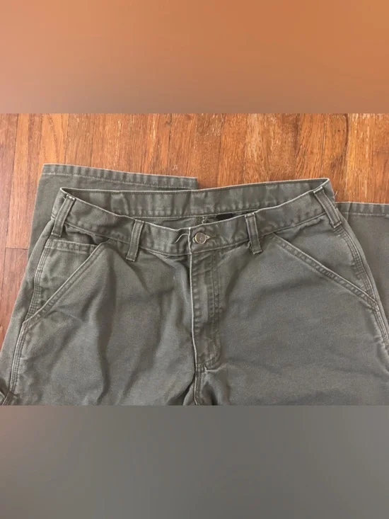 Men’s Carhartt Loose-Fit Washed Duck Utility Work Pants 34x30 olive green - Picture 4 of 7